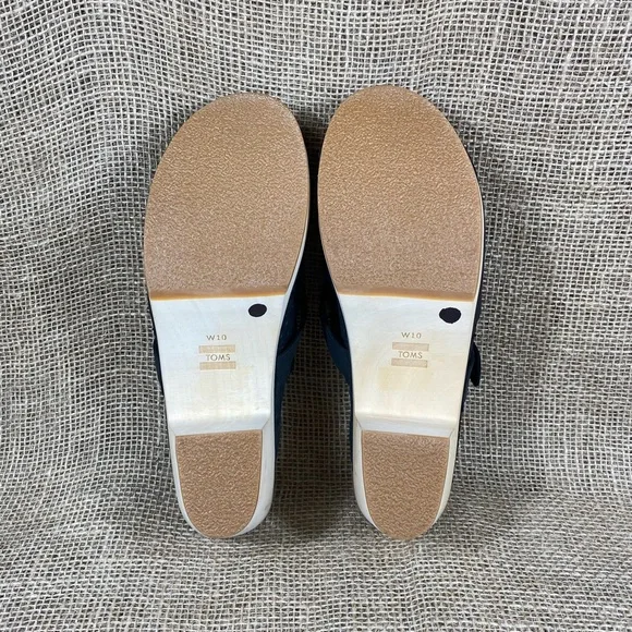 Toms Clog Wood Heel Black Leather Women size 10 - Picture 11 of 11